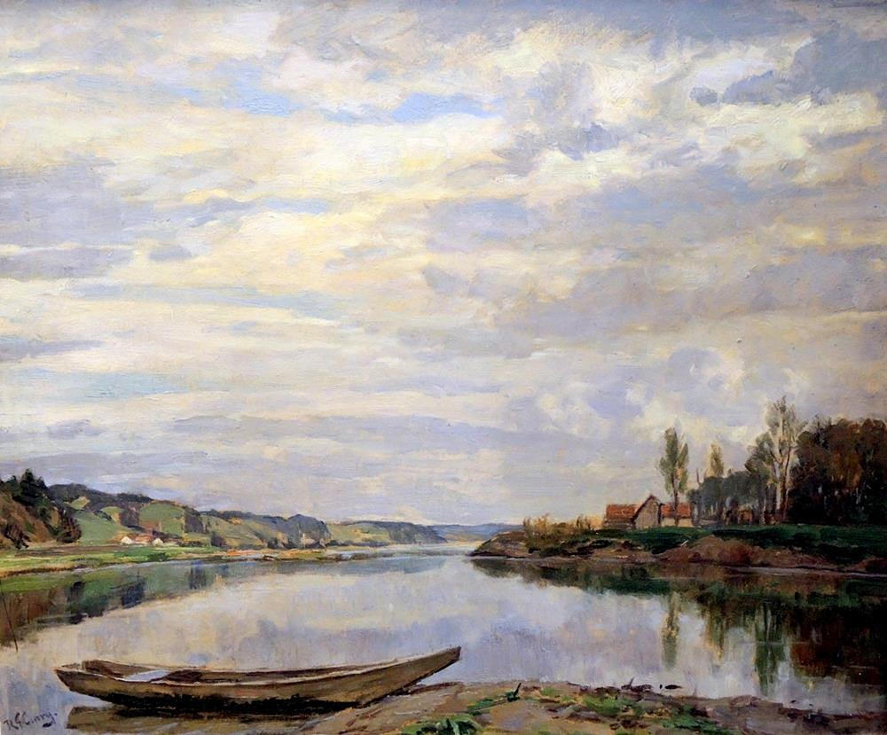 ROBERT FRANZ CURRY. GEMÄLDE, See mit Fischerbooten.