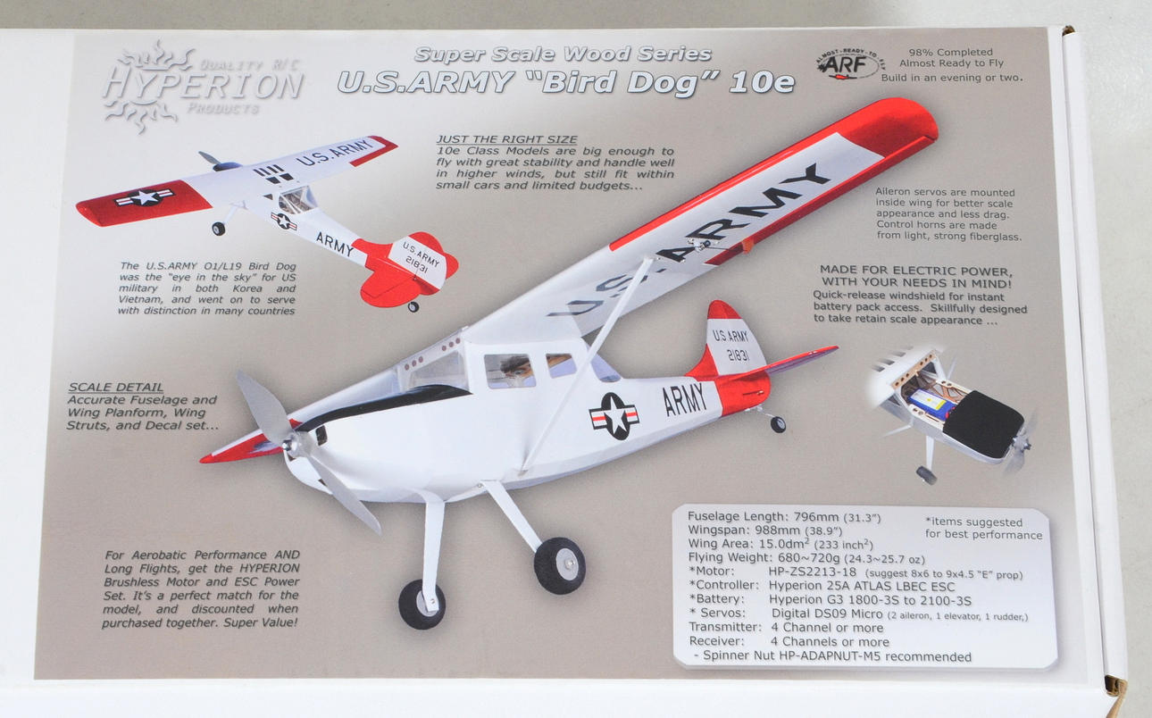 FLYGPLANSMODELL, U.S.ARMY, "Bird Dog" 10e.