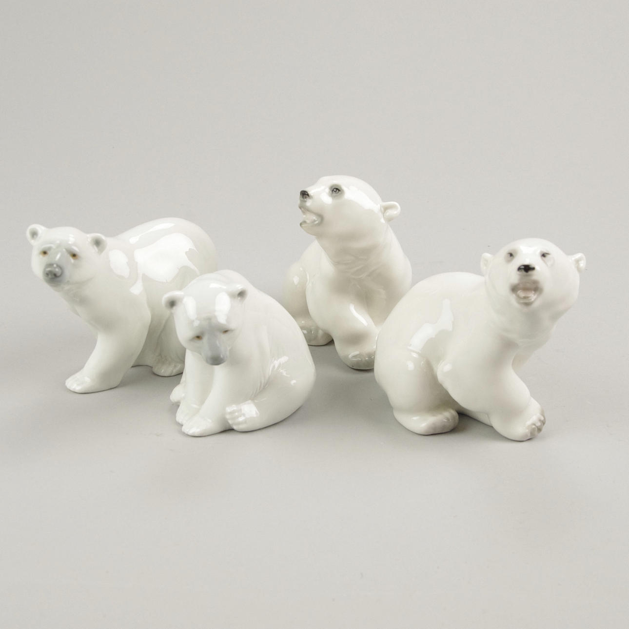 FIGURINER, 4 stycken isbjörnar, Lladro samt Lomonosov.
