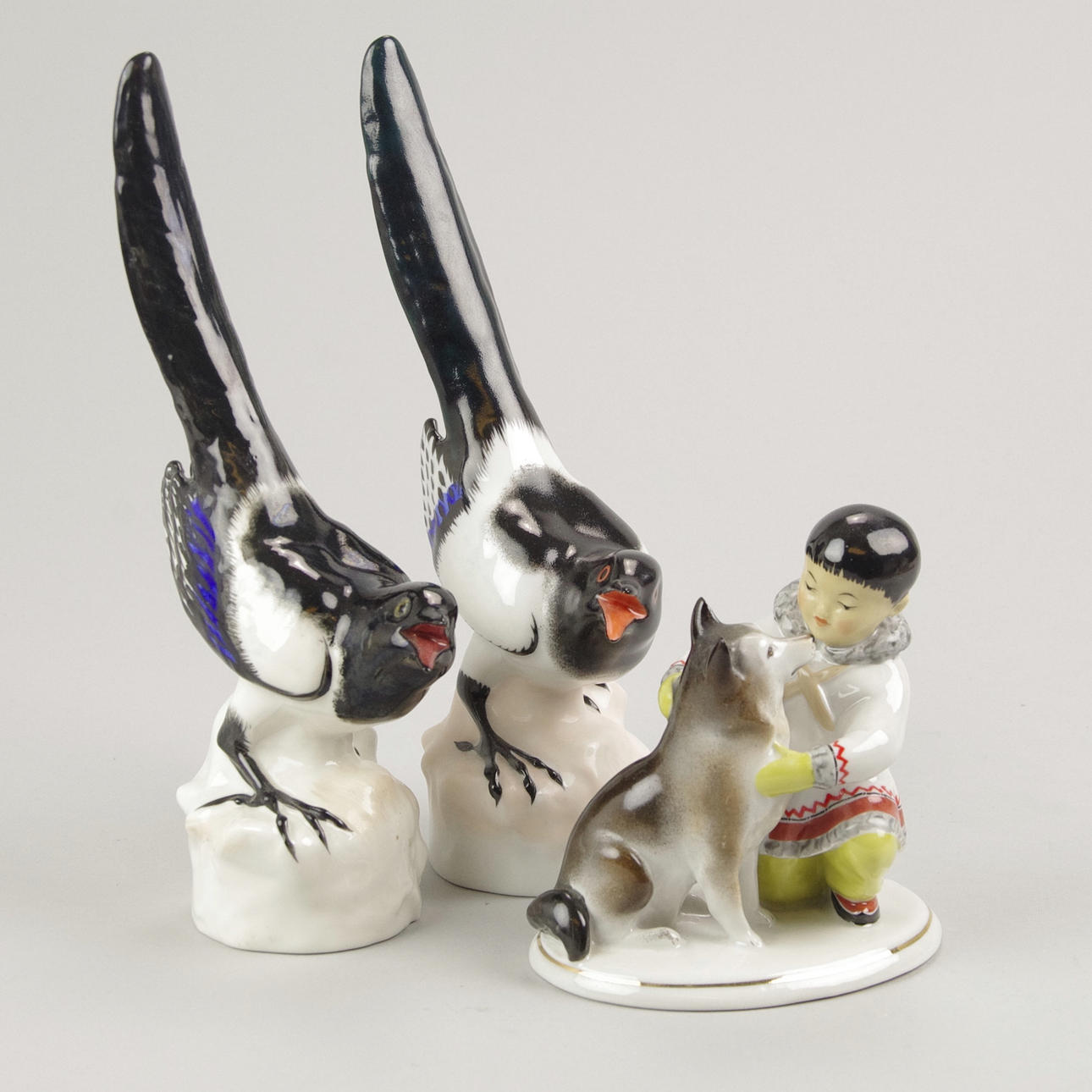 FIGURINER, 3 stycken, Lomonosov, Ryssland.