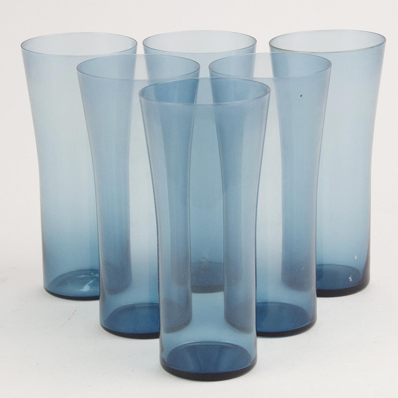 GLAS, 6 stycken, blått glas, 1900-talets mitt.