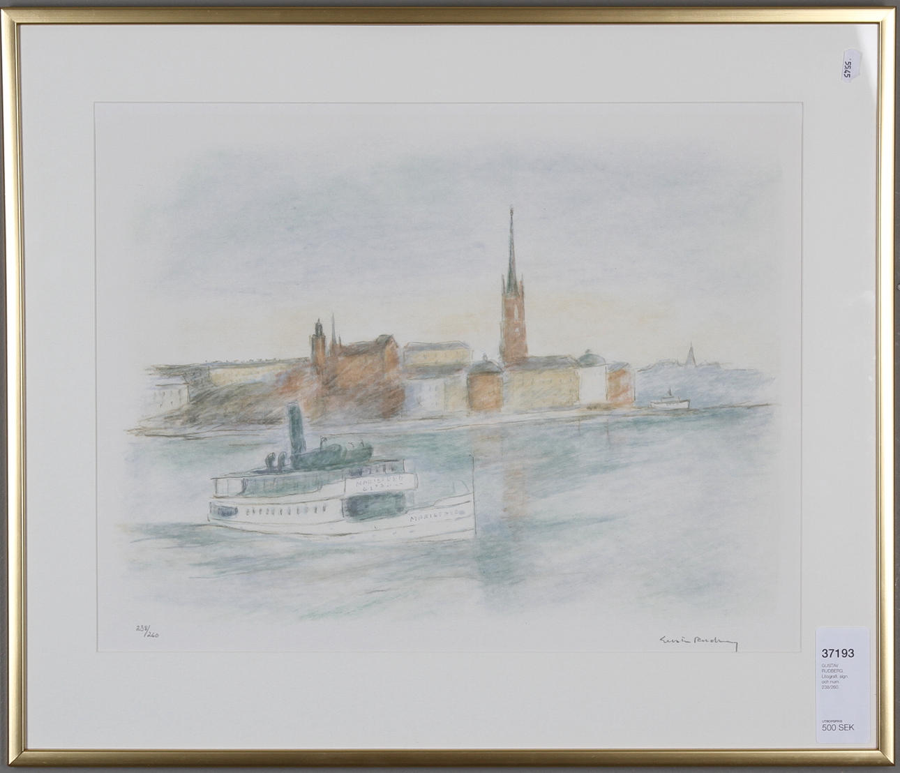 GUSTAV RUDBERG. Litografi, sign. och num. 238/260.