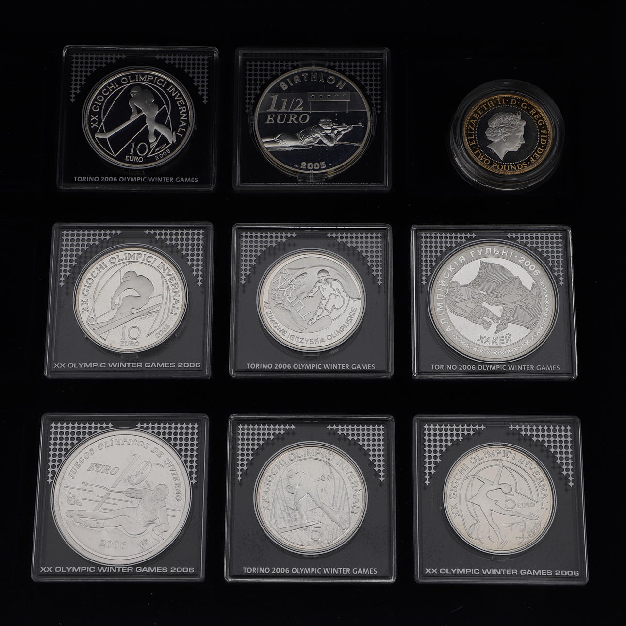 COIN, 9 pcs. Silver, including Olympic Games, Torino 2006.
