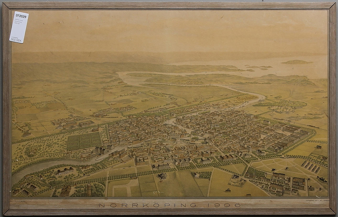 KARTA, över Norrköping, 1900-tal.