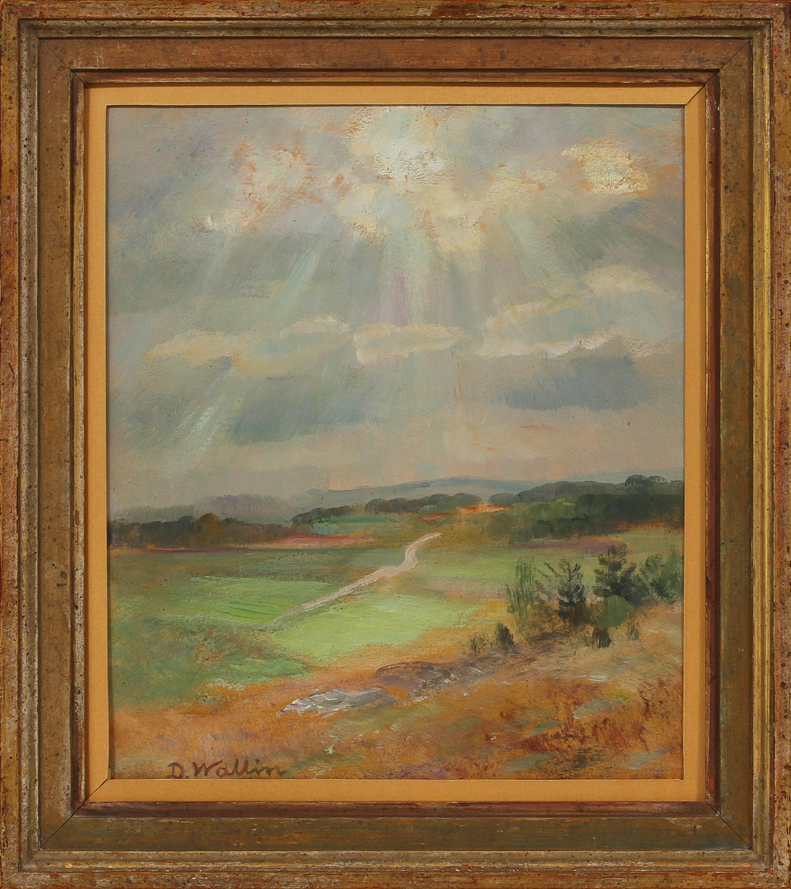 DAVID WALLIN. Östra Stenbytrakten, olja på pannå, signerad.