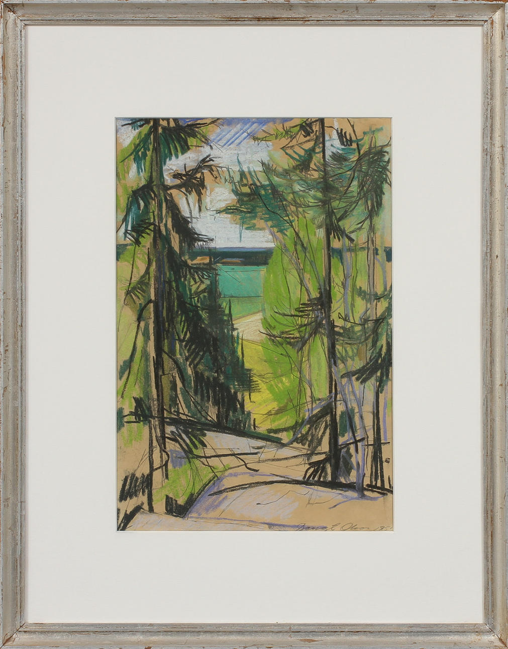 BENGT OLSON. Skogslandskap, pastell, signerad och daterad 1951.