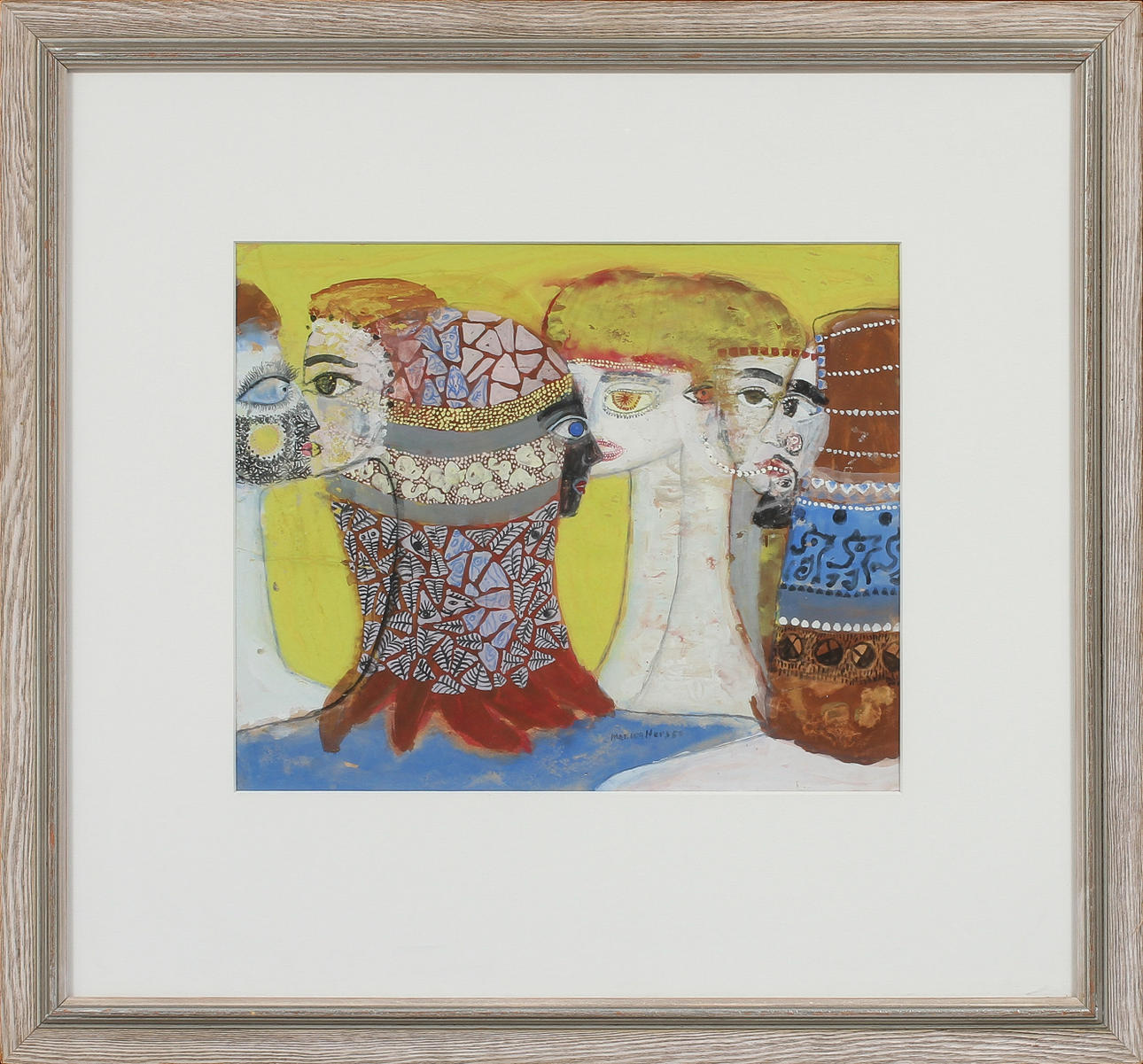 MAX WALTER SVANBERG. Komposition med huvuden, gouache, signerad och daterad.