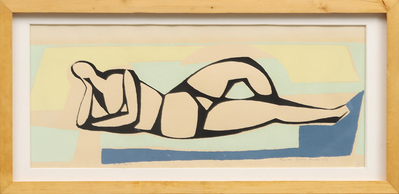 BERTIL BERNTSSON. Landscape model, linoleum cut, signed and dated -54, sample print.