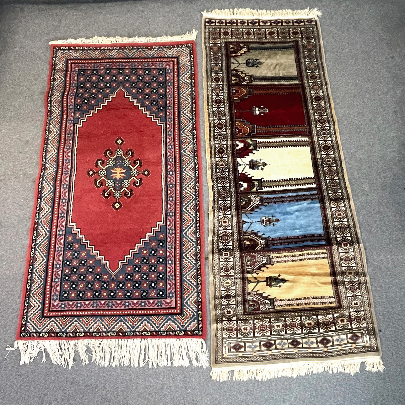 PRAYER RUG and MAT, oriental, 2 pcs.