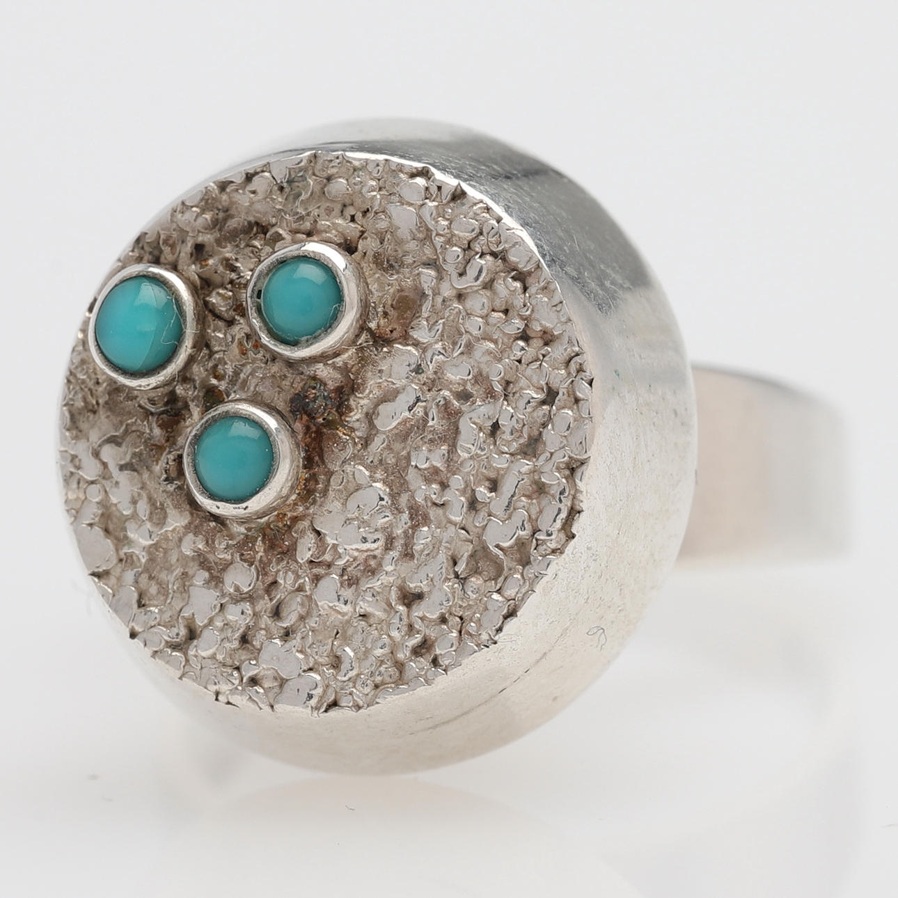 RING, silver med turkosa stenar, Alton, 1950-tal.