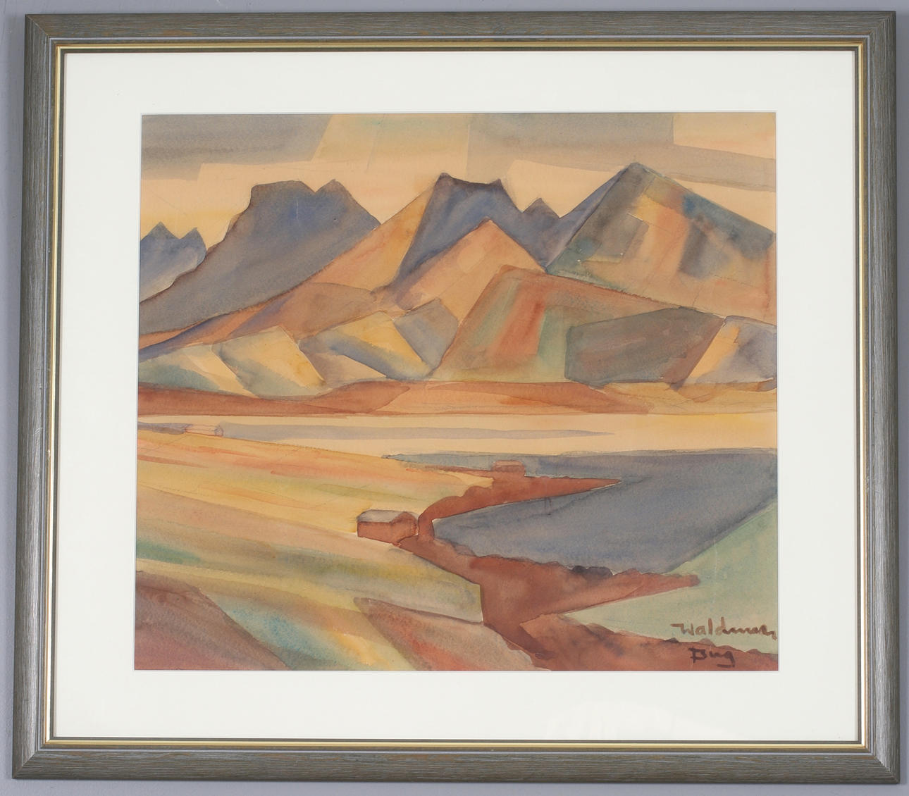 WALDEMAR BERG. Berglandschaft, Aquarell, signiert.