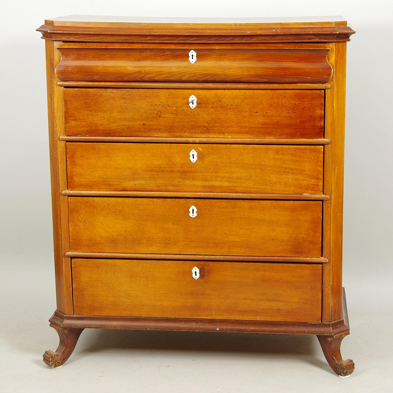 BYRÅ, 5-lådig med lådinredning i topplådan, mahogny, senempire.