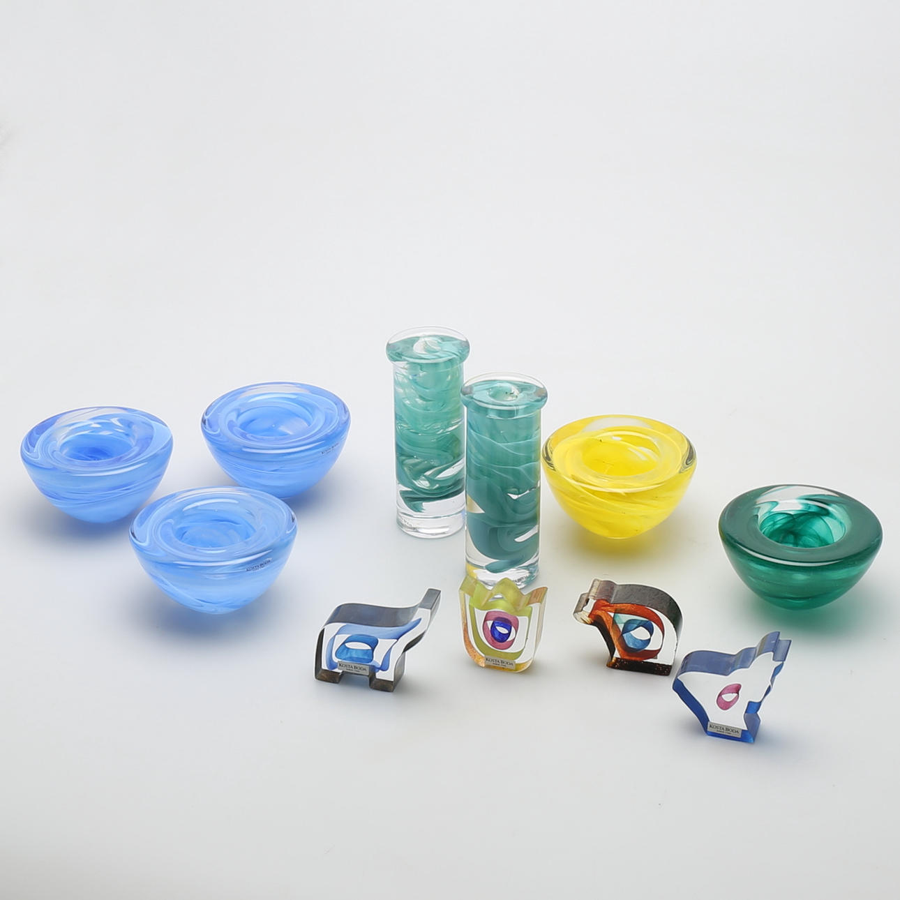 PARTI GLAS, 11 delar. Kosta Boda. Bl.a Ulrika Hydman Vallien.