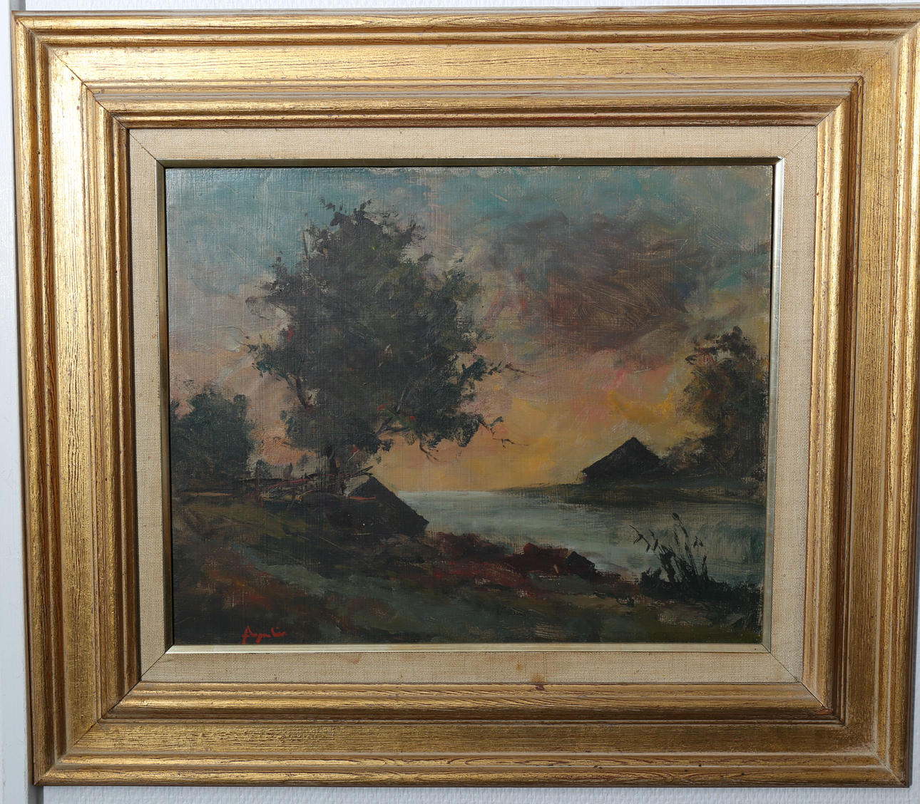 ARNE ASPELIN. Olja på pannå, Skymningsbild, signerad Aspelin.