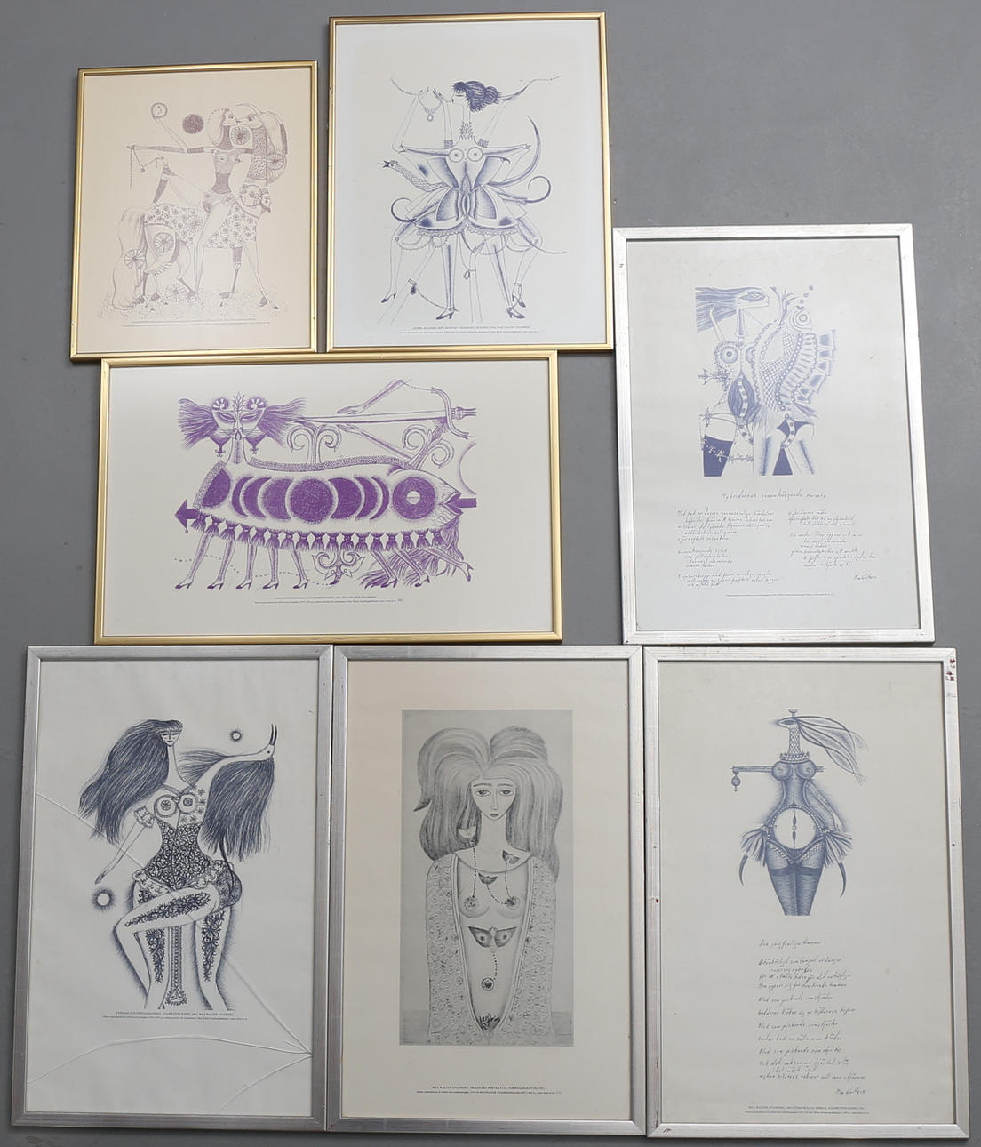 MAX WALTER SVANBERG. Parti tryck, 7 st, Max Walter Svanberg, 5 st numrerade.