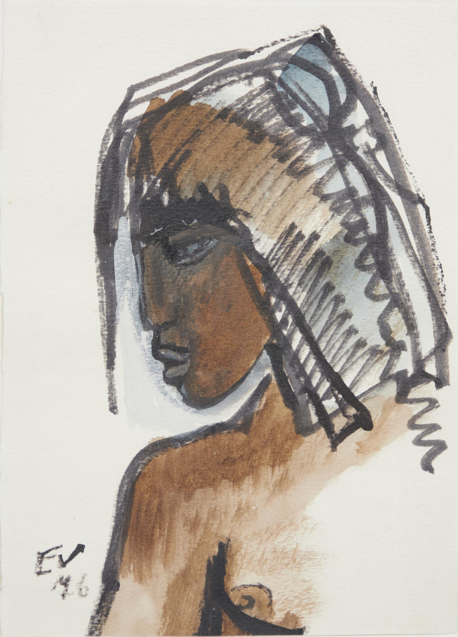 EVA SCHWIMMER (1901-1986). Weiblicher Halbakt.