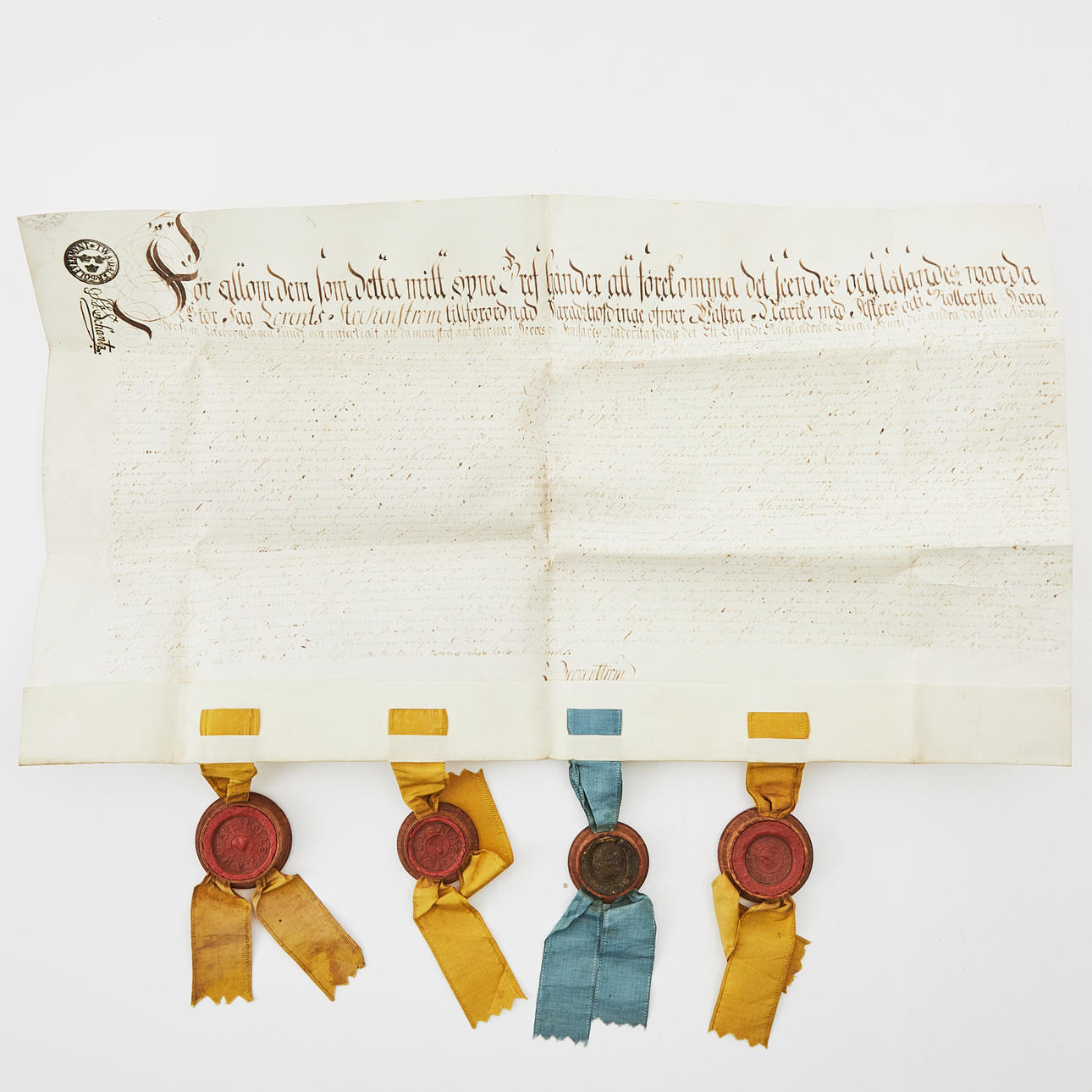 HANDWRITING, PURCHASE DOCUMENT NÄRKE, Sköllersta härad, dated 1725.