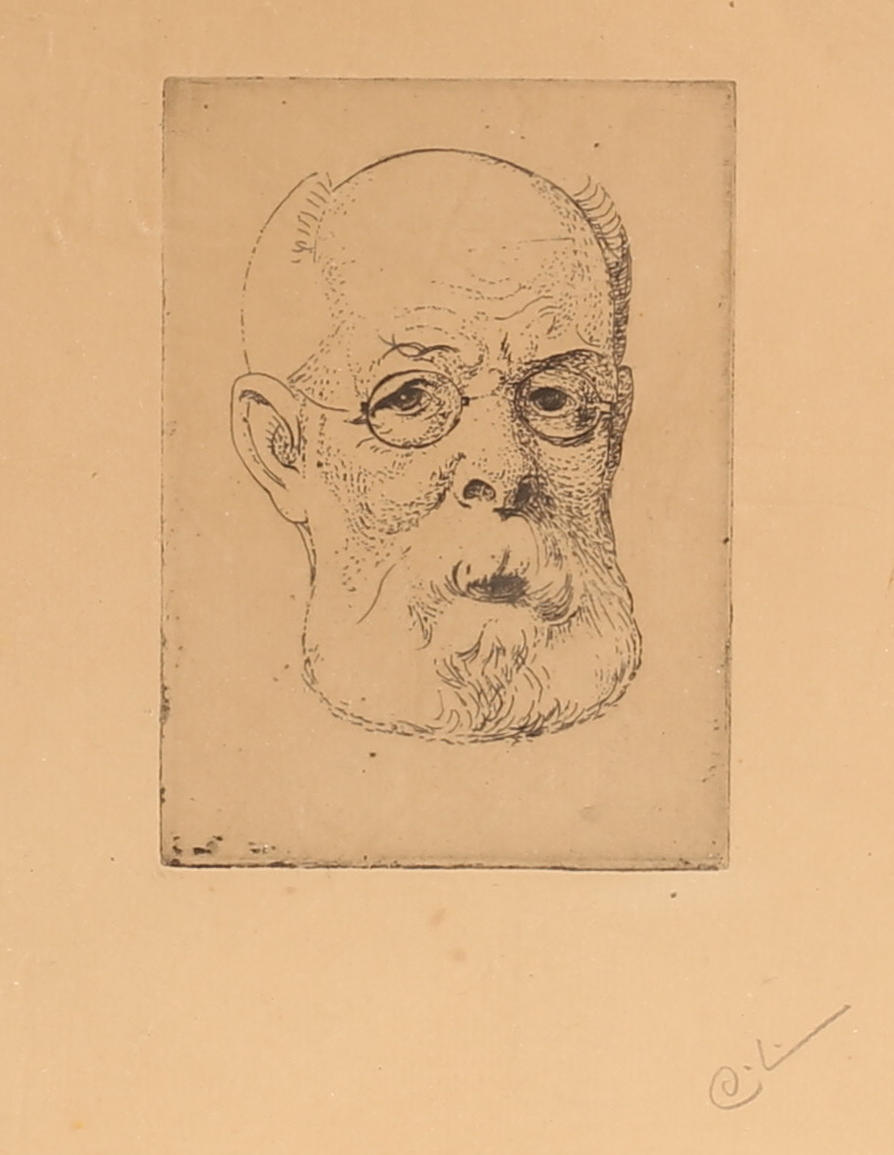 CARL LARSSON. Etching, “Professor Mårten Sondén” monogram signed.