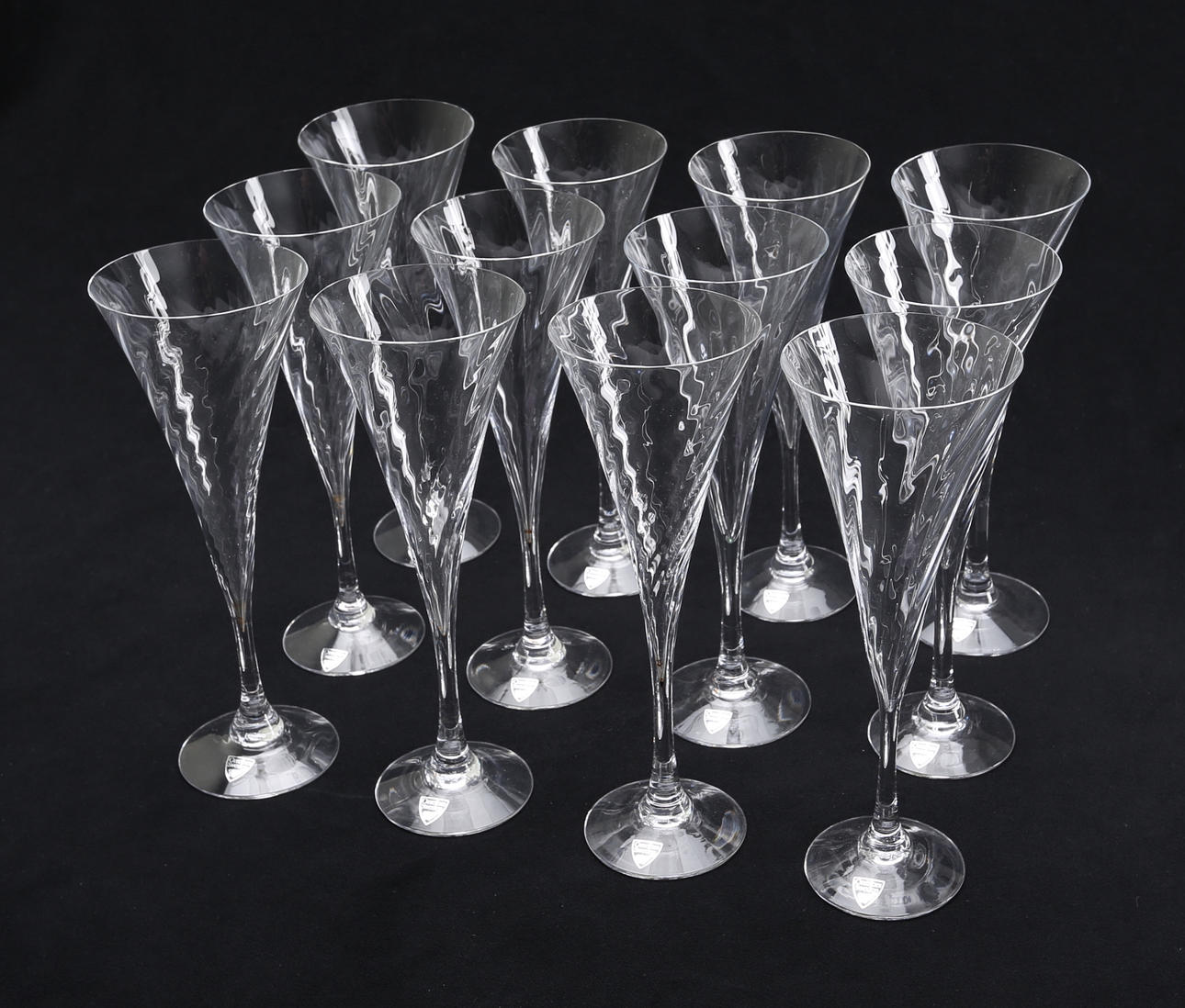 CHAMPAGNEGLAS, 12 st, "Helena", Gunnar Cyrén för Orrefors, 1900-talets senare hälft.