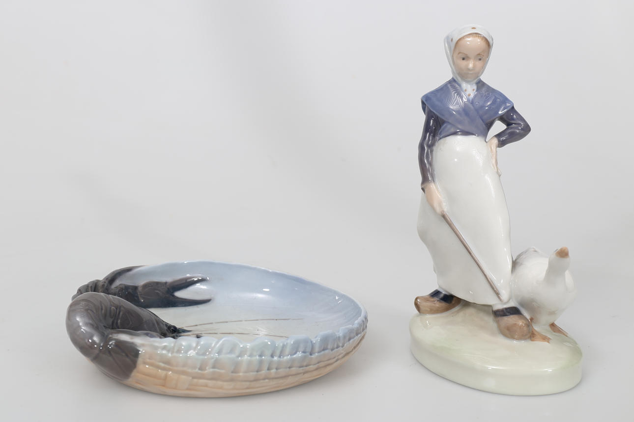 FIGURIN OCH FAT, porslin, 2 delar, Kunglig Dansk.