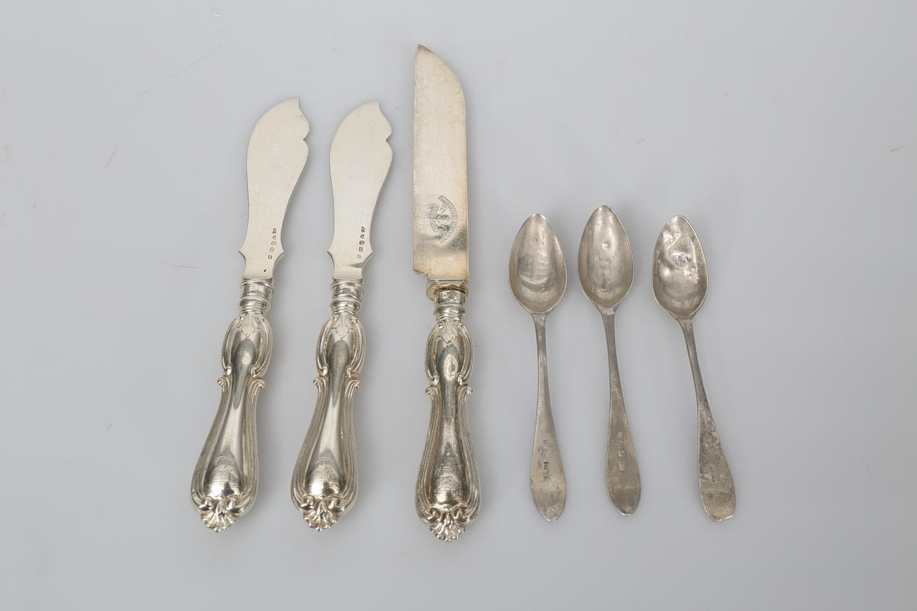 BESTICK, silver, 6 delar.