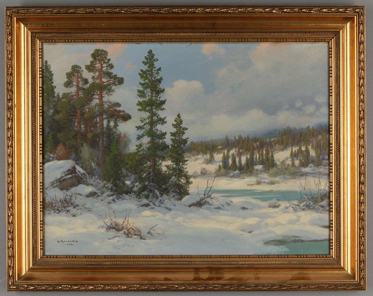 THORVALD RYGAARD. Vinterlandskap, olja på duk, signerad och daterad 1923.