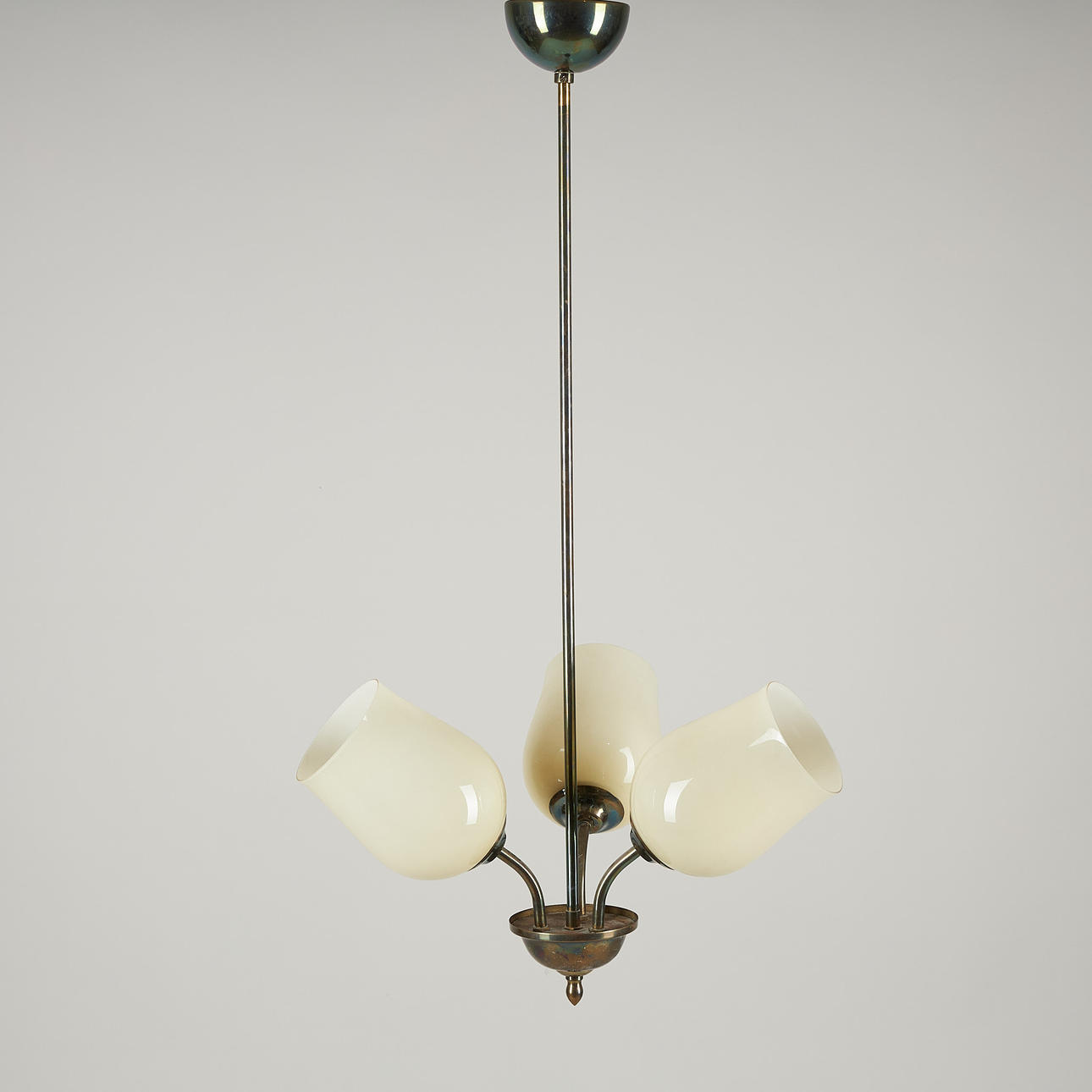 CEILING LAMP, brass, opal glass.