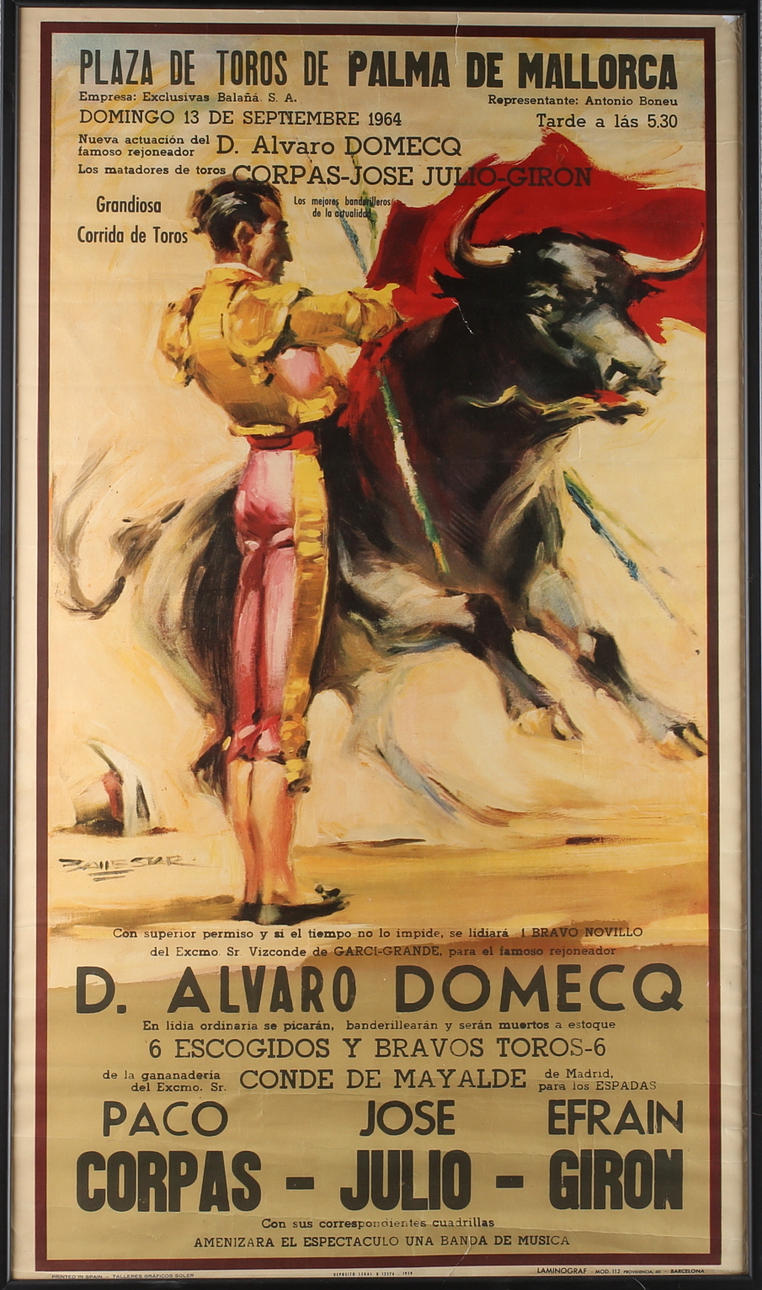 AFFISCH, Plaza de Toros de Palma De Mallorca, 1900-talets mitt.