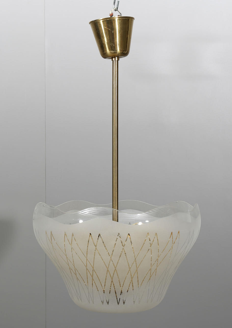 TAKLAMPA, glas, innerkupa, Orrefors.