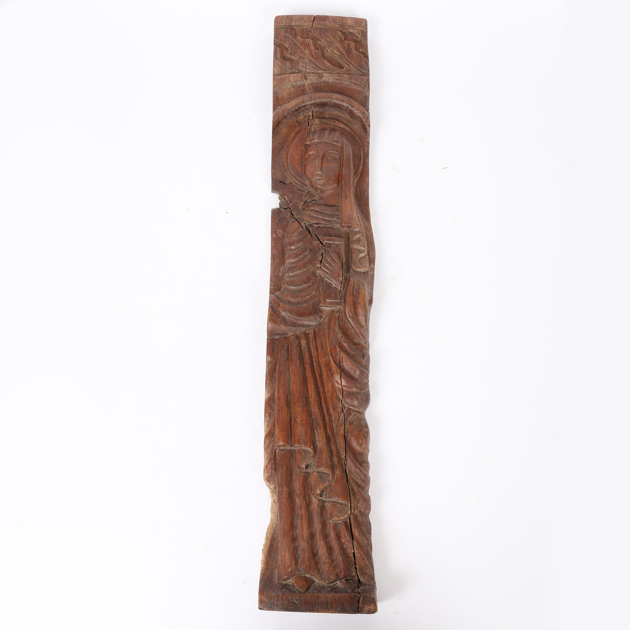 A NAIVELY STYLISED 19TH CENTURY ANTIQUE CARVED WALNUT TERM DEPICTING ...
