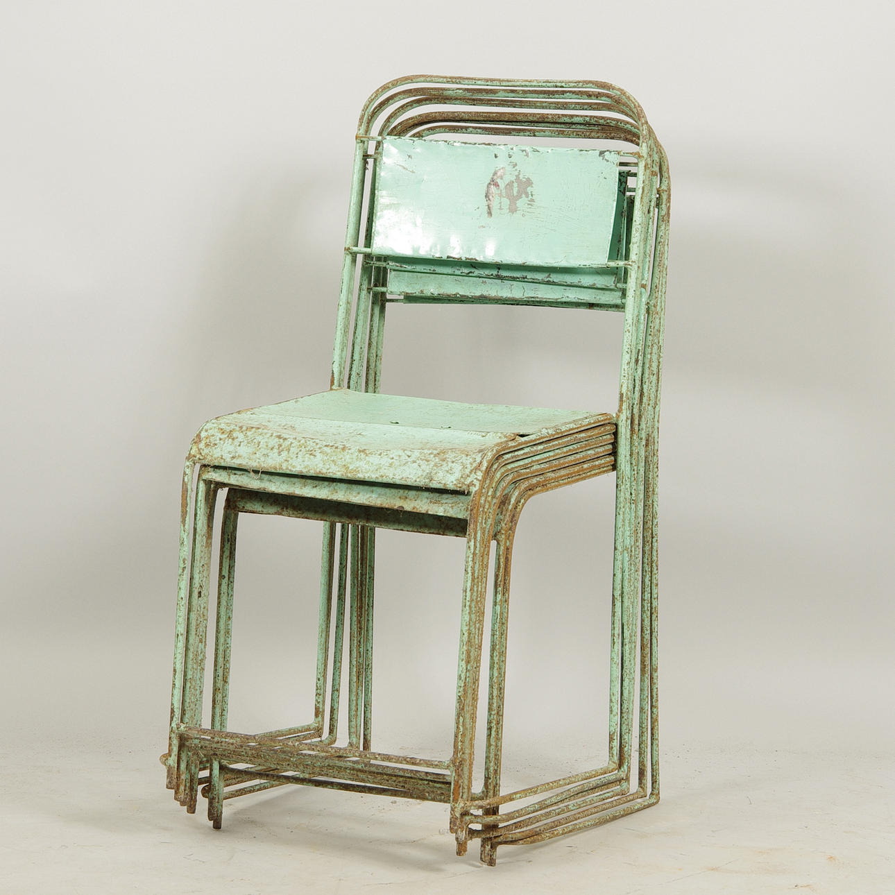 STOLAR, 6 stycken, målad plåt och smidesjärn, industridesign.