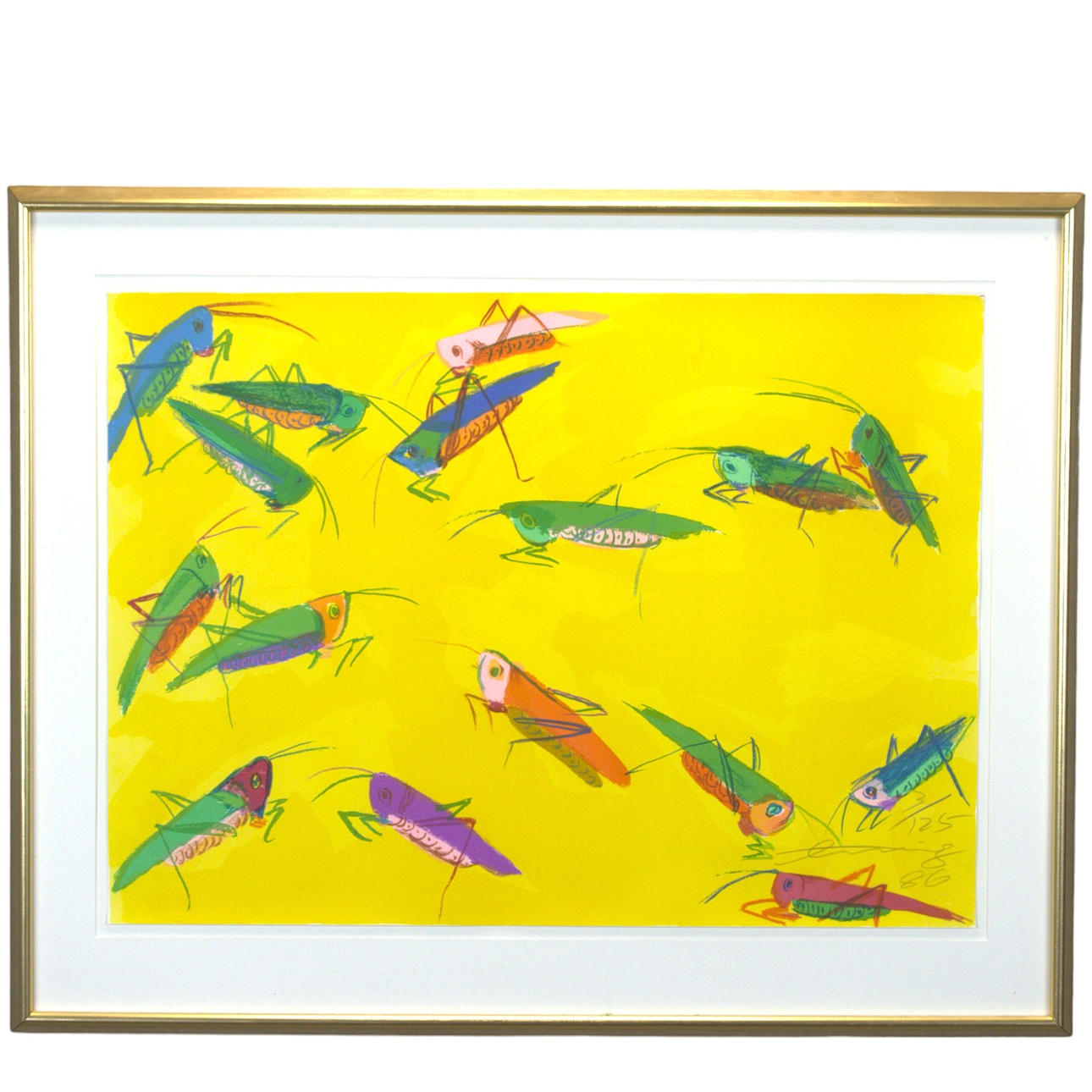 WALASSE TING. Lithograph, 3/125, grasshoppers, signed, -86.