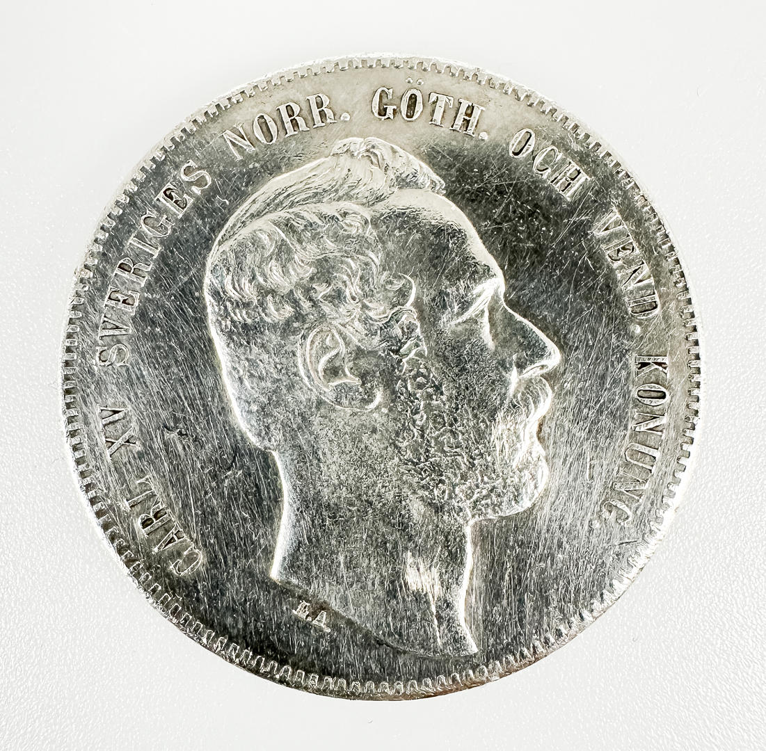 4 RIKSDALER RIKSMINT, Carlos XV, Suecia, 1871.