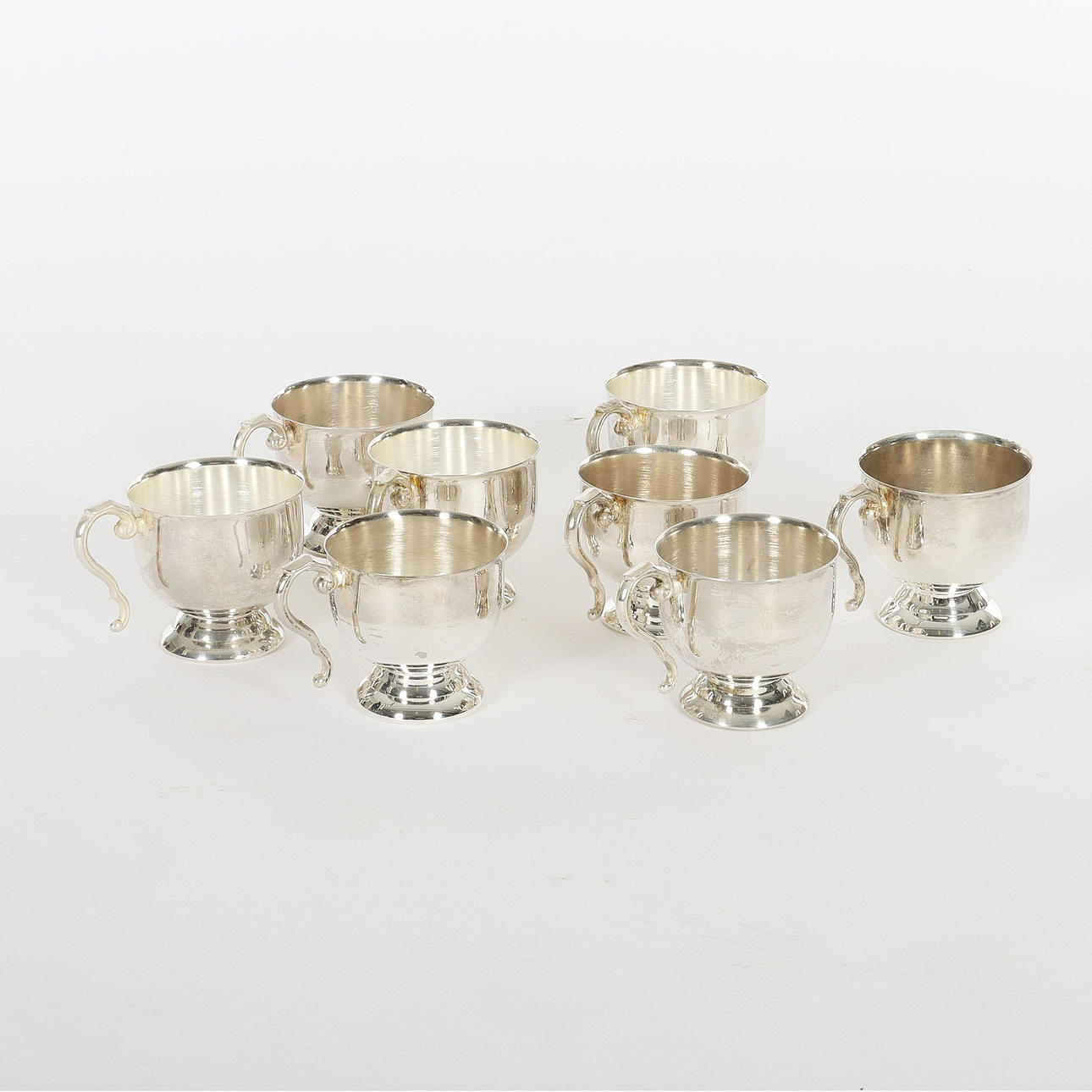 PUNSCHKOPPAR, 8 st, nysilver, 1920-tal.