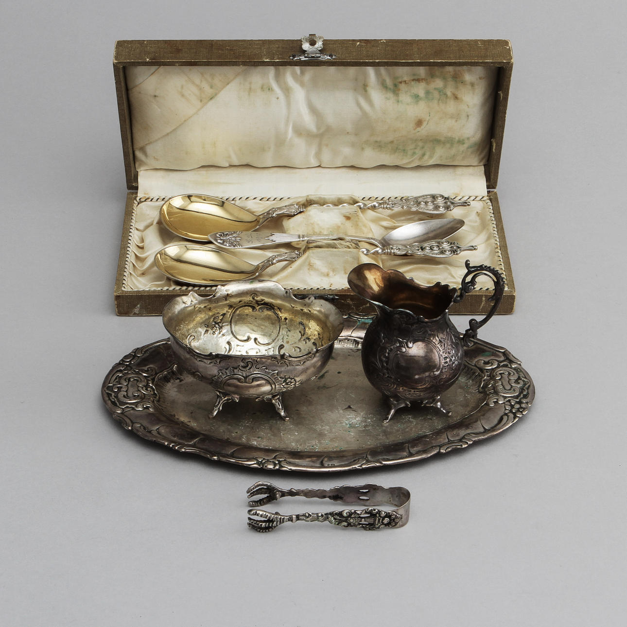 SILVER, 7 delar, ca 390 gram.