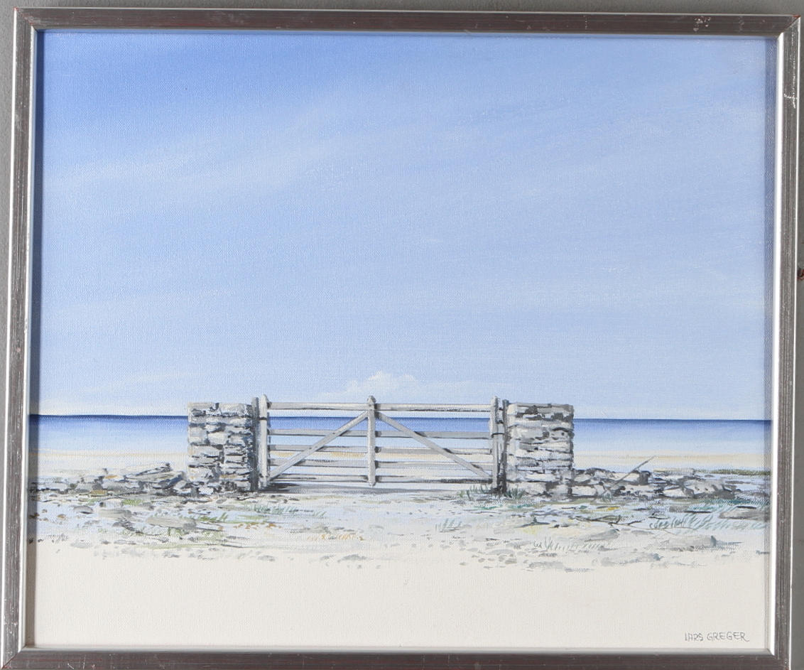 LARS GREGER. "Strandvägen", olja på duk, signerad.
