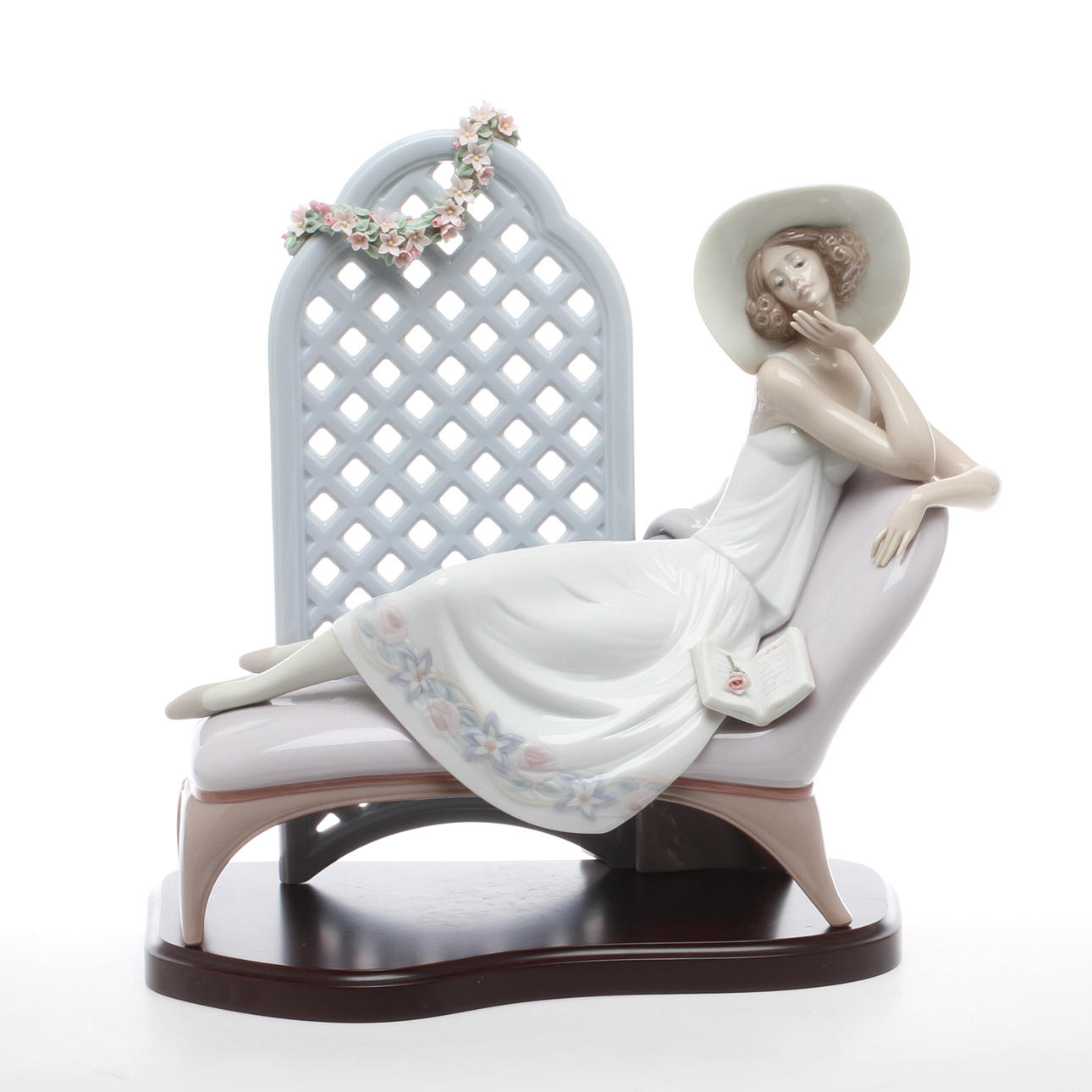 FIGURIN, porslin, läsande kvinna, José Puche, Lladro, Spanien.