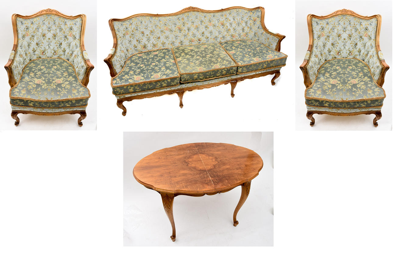 SALON ENSEMBLE, barock, troligen valnöt.