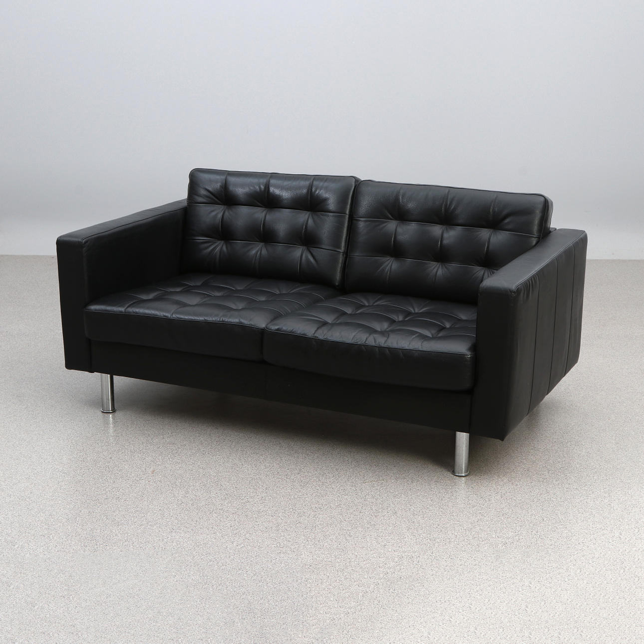 IKEA, LEDERSOFA. Schwarzes Leder „Landskrona“.