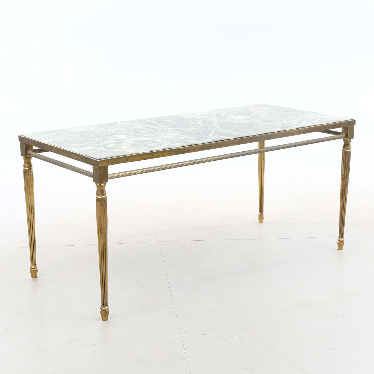 SOFFBORD, grön marmor skiva och mässing.