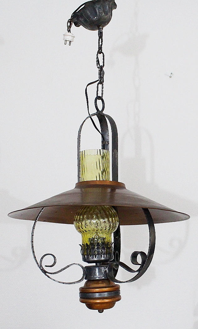 LAMPA, glas, metall, koppar.