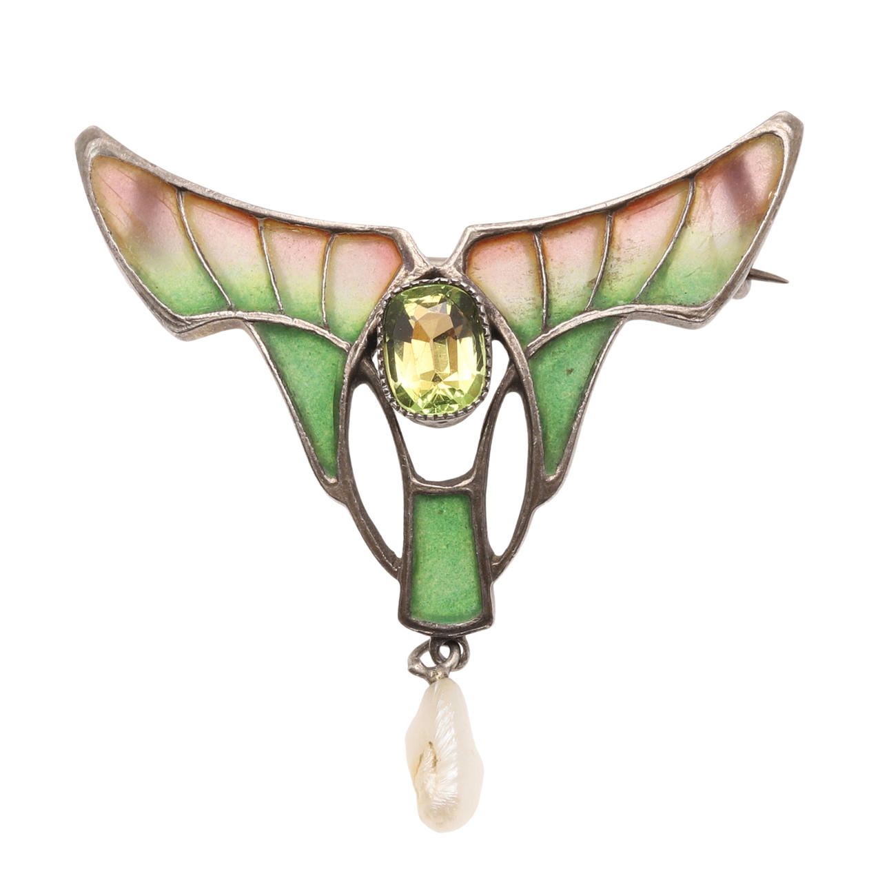 FRANSK JUGENDSTIL PLIQUE A JOUR BROSCH.