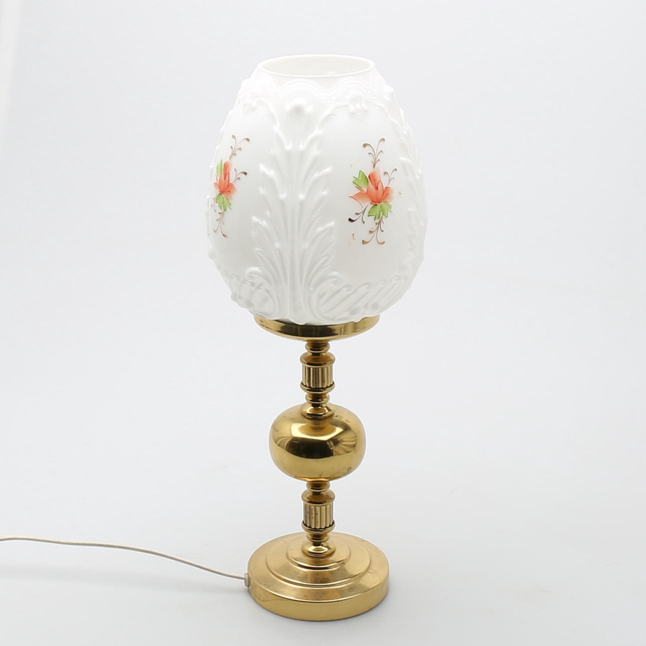 BORDSLAMPA, gulmetall och glas, 1900-tal.