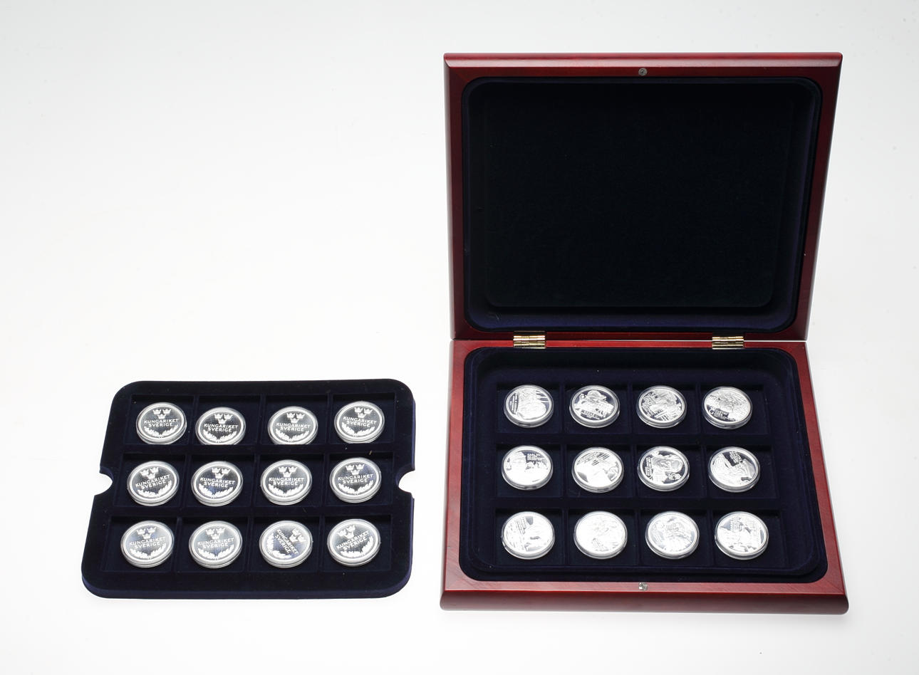 SILVERMYNT i ETUI, 24 stycken,Kungaregenter.