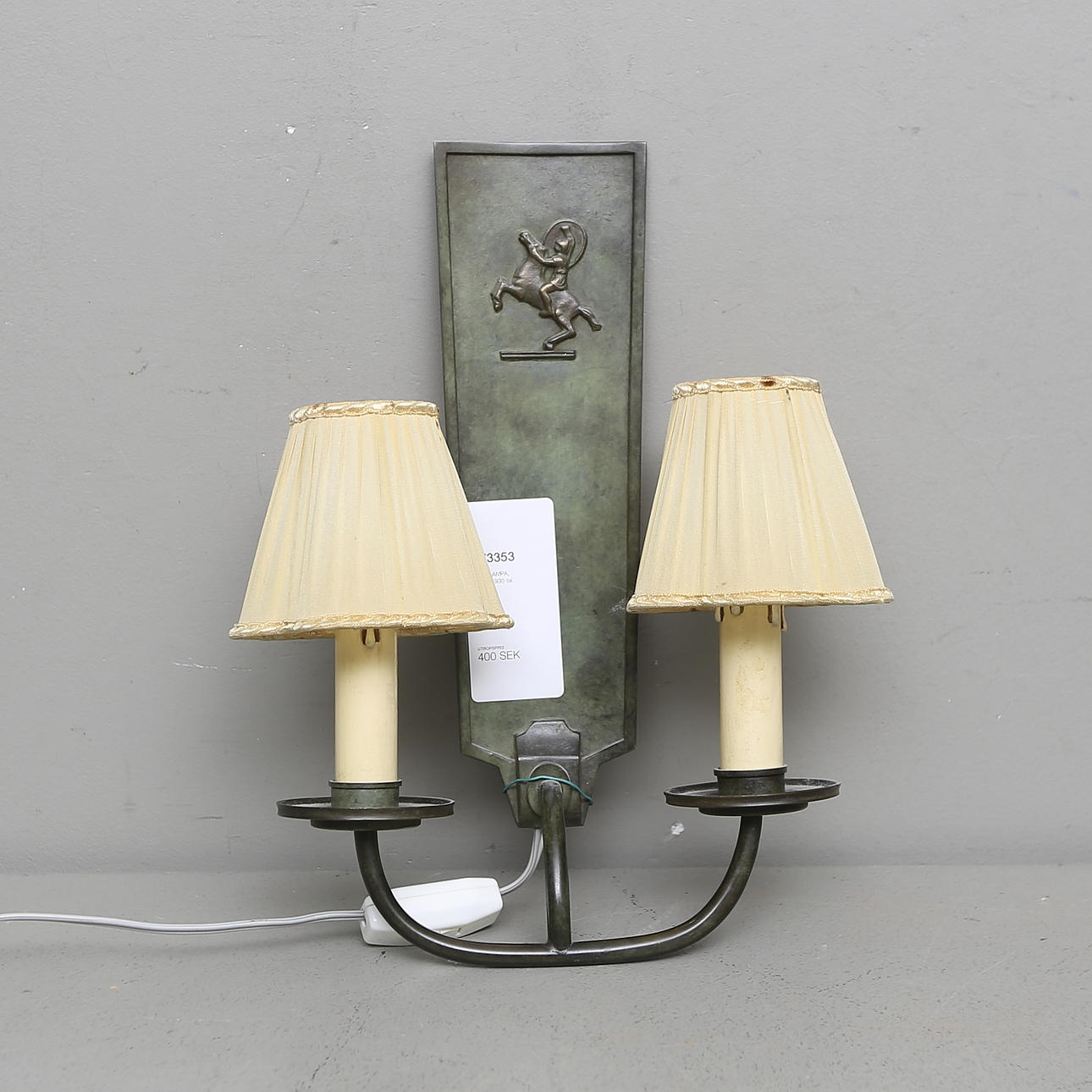 VÄGGLAMPA, brons, 1930-tal.