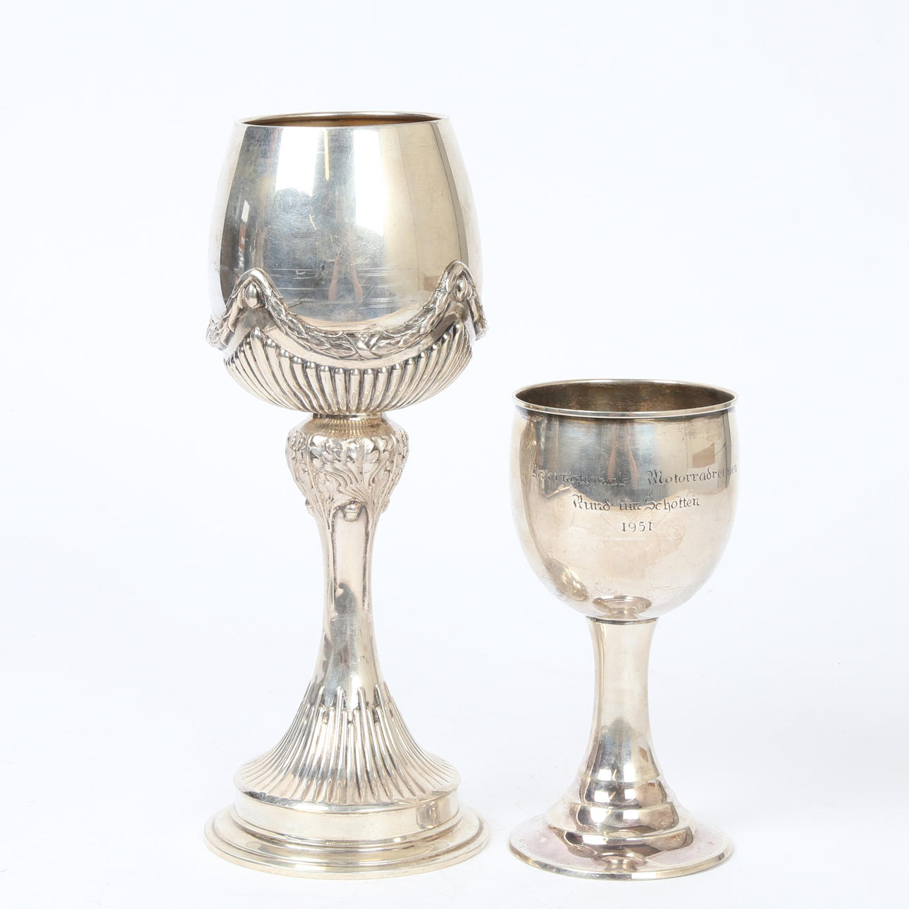 TWO GERMAN .800 SILVER TROPHY CUPS (2).