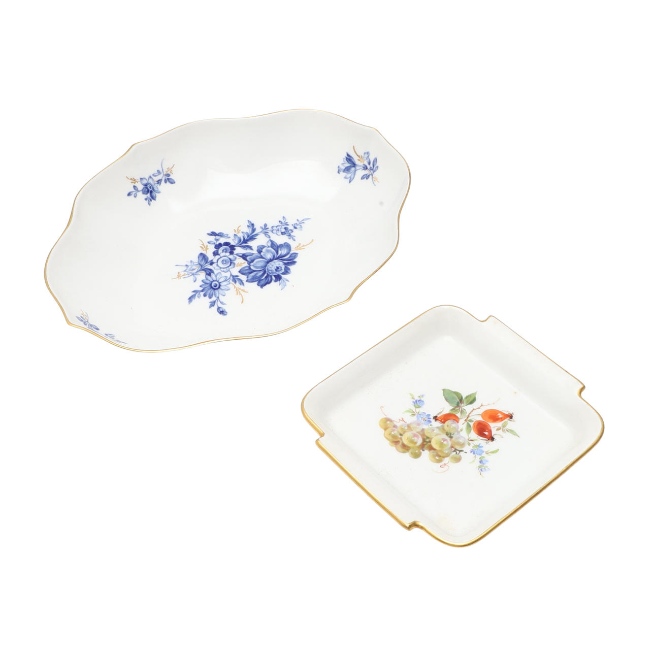TWO MEISSEN PORCELAIN DISHES.