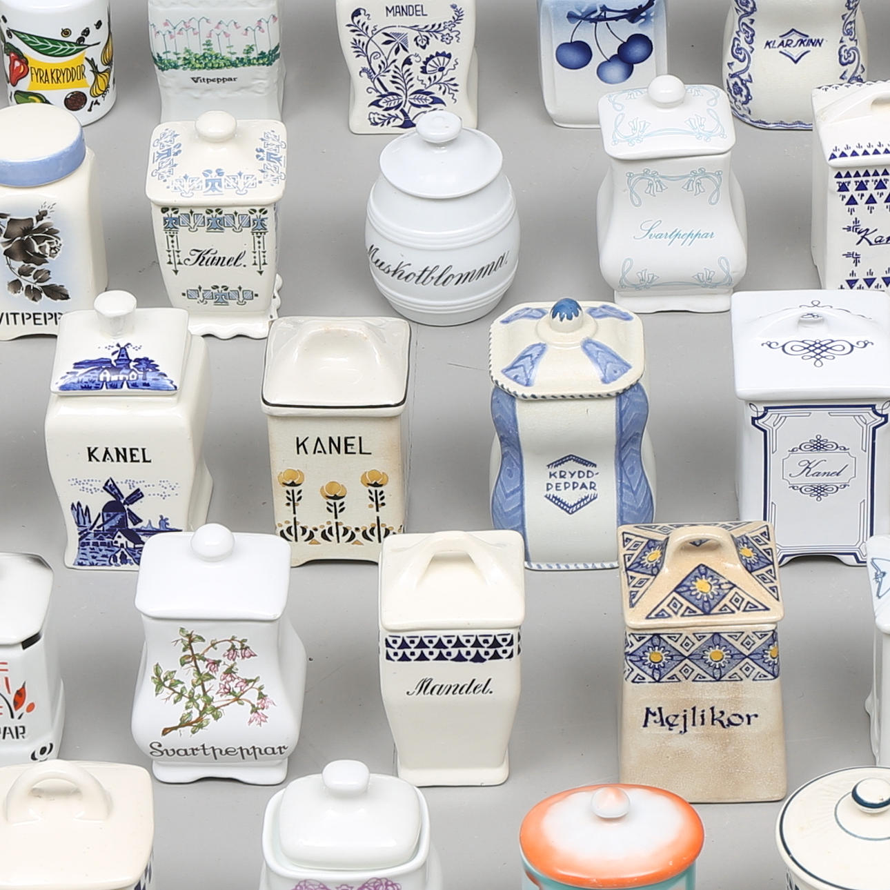 SAMLING KRYDDBURKAR, 41 st, Göteborg, Gustafsberg, Rörstrand m.fl.