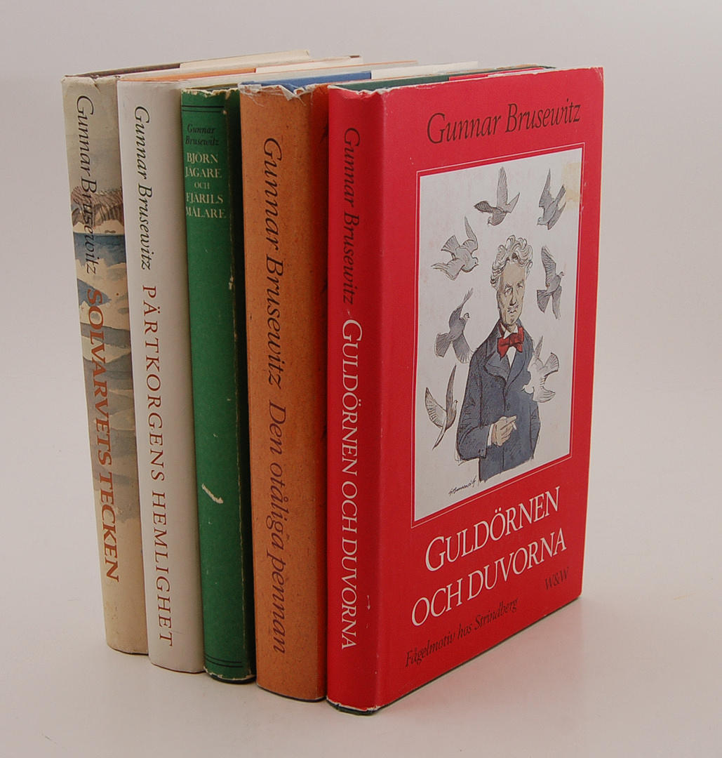 BRUSEWITZ, GUNNAR. Naturböcker 6 volymer, två med dedikation, en med teckning och hälsning.