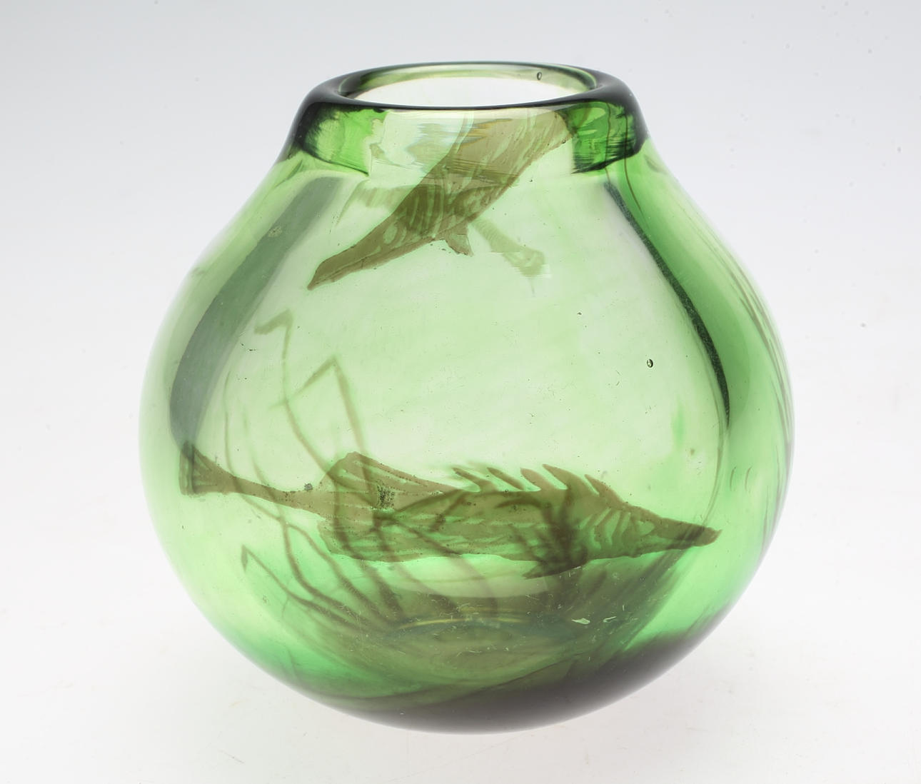 EDWARD HALD. Konstglas, vas, fiskgraal, Orrefors.